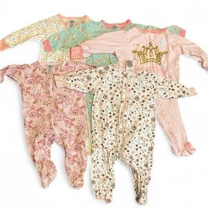 Baby Girl Footie Sleepers 5 Piece Gerber 0-3 Month